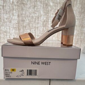 Nine West Women's Blush and Gold Block Heel Sandals